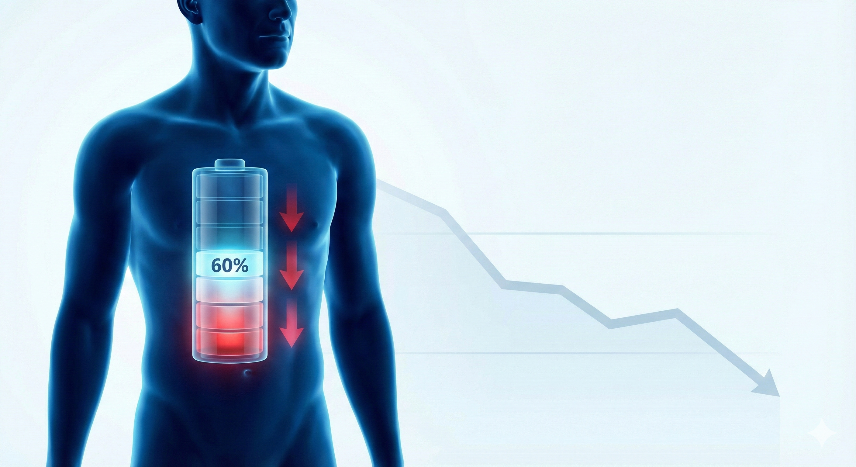 男性40歲後能量下降示意圖